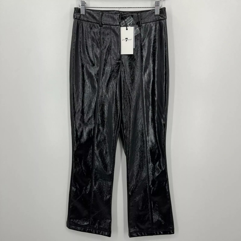 Seven 7 For All Mankind Faux Leather Pants Women's Size S Black Straight Leg NWT